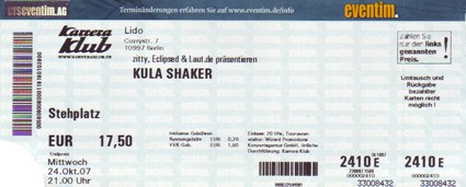 Konzertkarte Kula Shaker